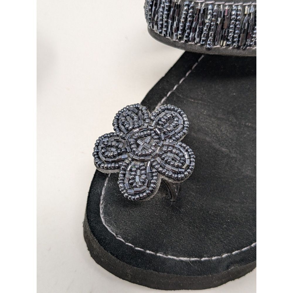 Vintage Y2K Lower East‎ Side Size 7 Chunky Platform Sandals Black Flower 90s - Picture 8 of 12